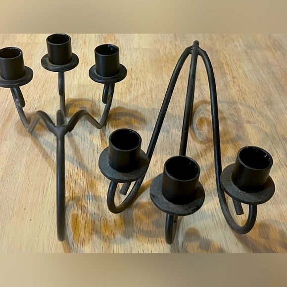 Pair of Vintage Wrought Iron Candle Holders - Picture 3 of 8